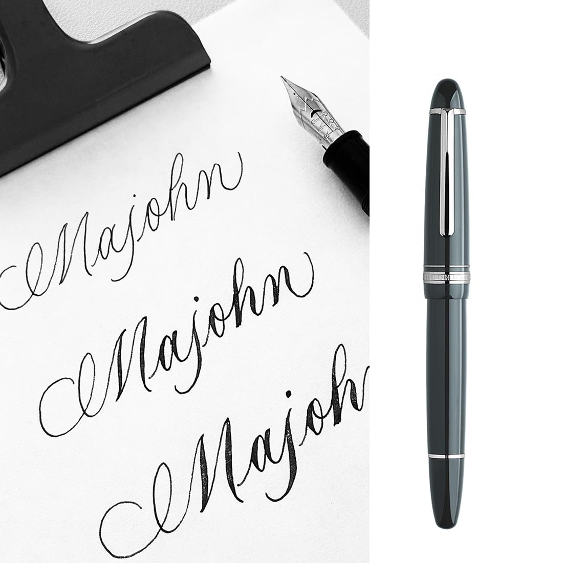 erofa Majohn P136 Piston Fountain Pen Flex Nib, Wine Red Resin Flexible Writing Pen Set