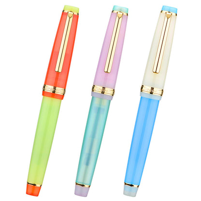3 Jinhao 82 Fountain Pen Transparent Mixed Morandi Color Acrylic Medium Point Gold Trim with Converter Set