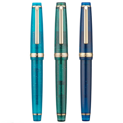 3 Jinhao 82 Fountain Pen Transparent Mixed Morandi Color Acrylic Medium Point Gold Trim with Converter Set