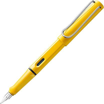 LAMY safari yellow - Fountain Pen with ergonomic grip & polished steel nib in size M - ideal for any Writing & Calligraphy - including LAMY T 10 blue cartridge - Right-Handed