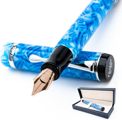 Conklin Duragraph Fountain Pen Ice Blue - 14K Omniflex Solid Gold Nib - Cool Blue Elegance & Superior Writing Performance - Ideal for Professionals