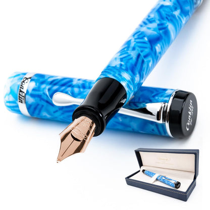 Conklin Duragraph Fountain Pen Ice Blue - 14K Omniflex Solid Gold Nib - Cool Blue Elegance & Superior Writing Performance - Ideal for Professionals