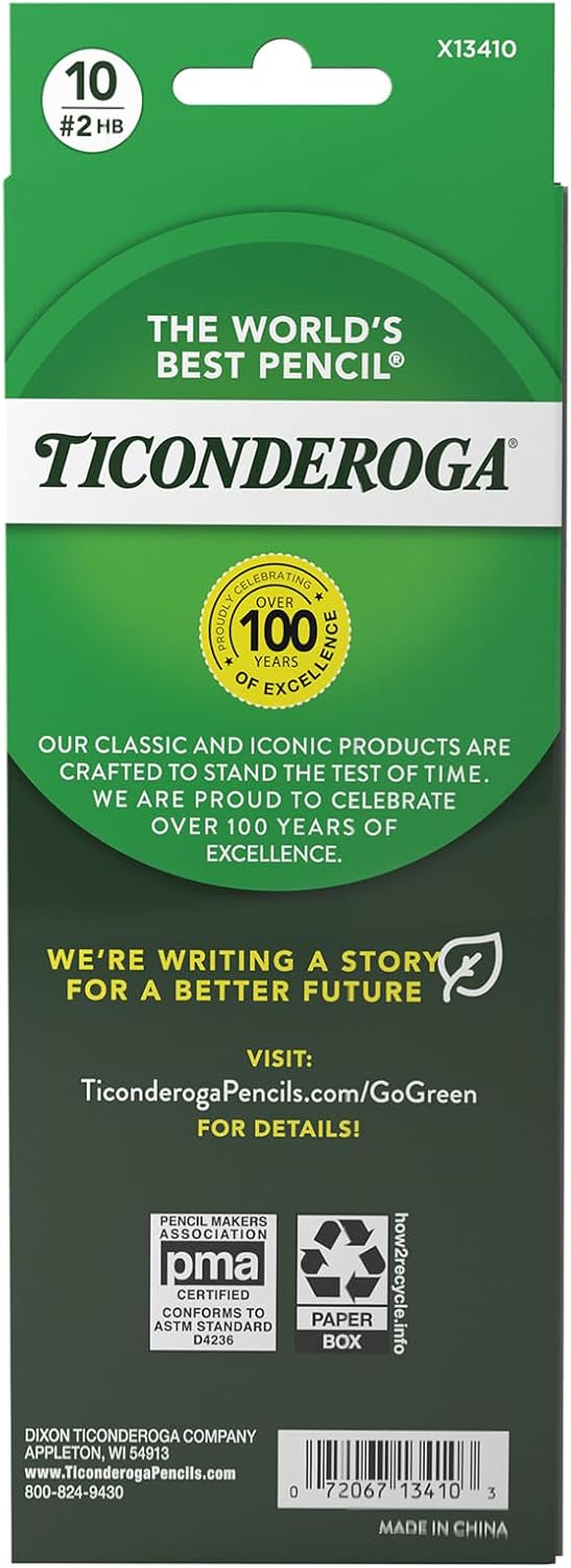 Ticonderoga Wood-Cased Pencils Pre-Sharpened, Arctic Blues, 10 Count