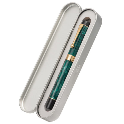 Jinhao 100 Fountain Pen Celluloid Classic Style, #6 Nib Smooth Writing Instrument with Refillable Converter and Pen Case Set
