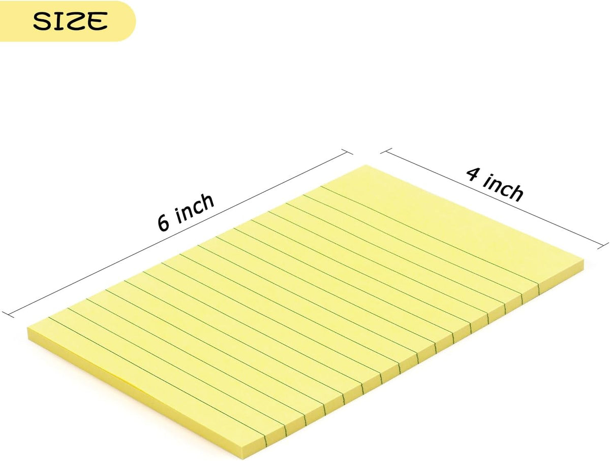Early Buy Lined Sticky Notes 4x6 in, 6 Pads, 45 Sheets/Pad, Yellow