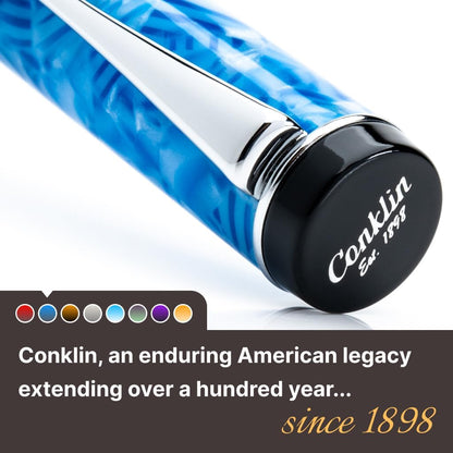 Conklin Duragraph Fountain Pen Ice Blue - 14K Omniflex Solid Gold Nib - Cool Blue Elegance & Superior Writing Performance - Ideal for Professionals