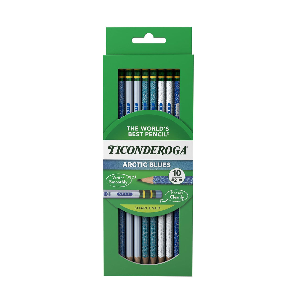 Ticonderoga Wood-Cased Pencils Pre-Sharpened, Arctic Blues, 10 Count