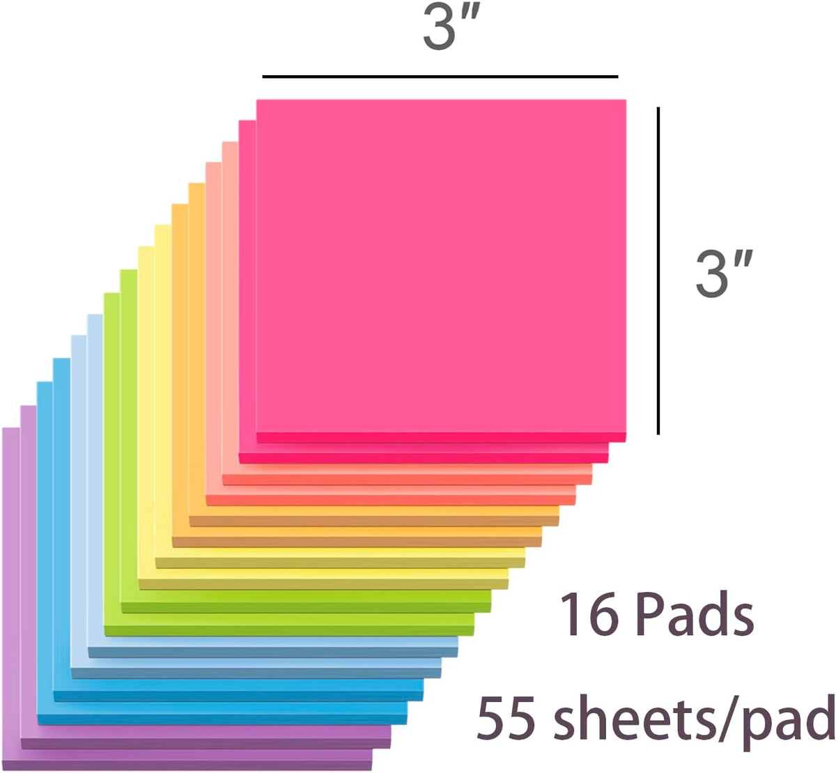 (16 Pads) Sticky Notes 3x3, Self-Stick Pads Bright Colors Sticky Note