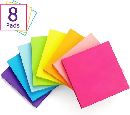 Eastern Wolf Sticky Notes 3x3 inch, 8 Bright Multi Colors, 85 Sheets/Pad