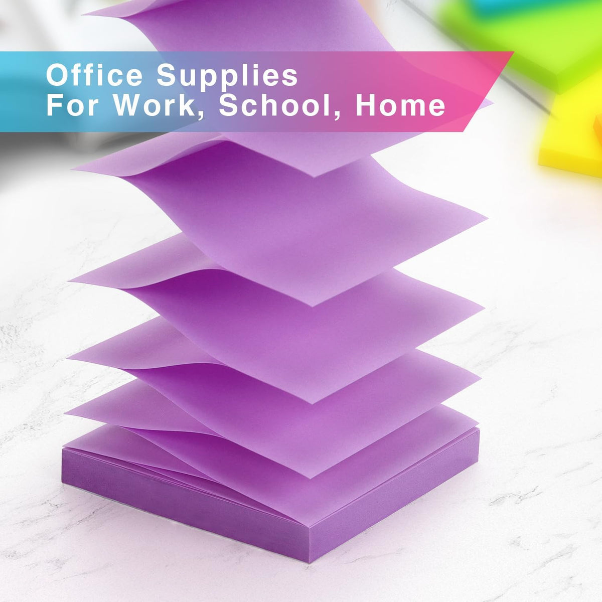 OSBOO Sticky Notes 3x3 Pop Up with 6 Bright Colors, 100 Sheets/Pad