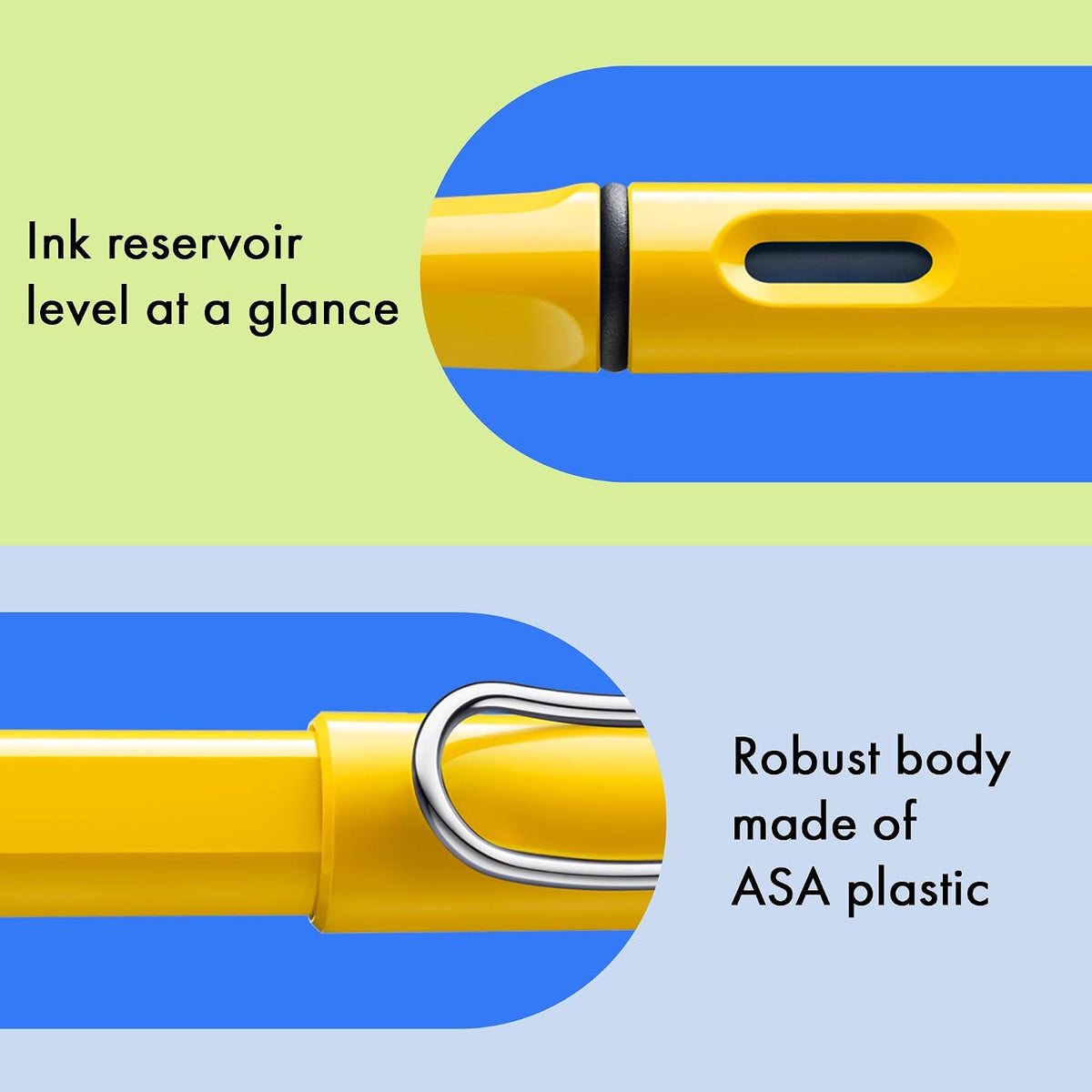 LAMY safari yellow - Fountain Pen with ergonomic grip & polished steel nib in size M - ideal for any Writing & Calligraphy - including LAMY T 10 blue cartridge - Right-Handed
