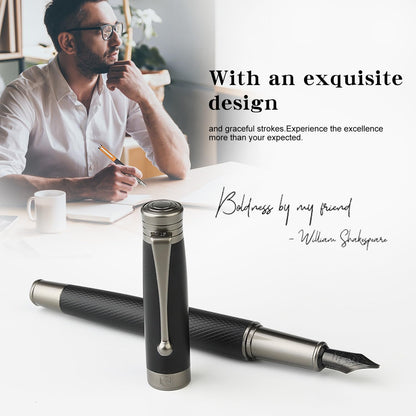 Fountain Pen Set - Fine & Medium Nibs, Includes 18 Ink Cartridges, Ink Refill Converter & Syringe Filler, Gift for Writing, Journaling & Calligraphy MU-13