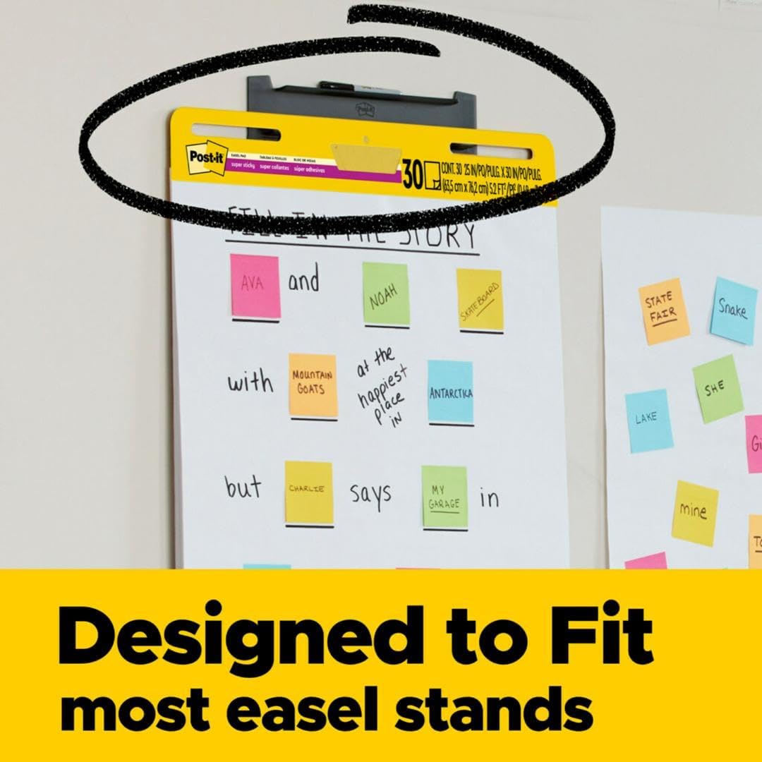 Post-it Super Sticky Easel Pad, 25 x 30 in, White, 2 Pads