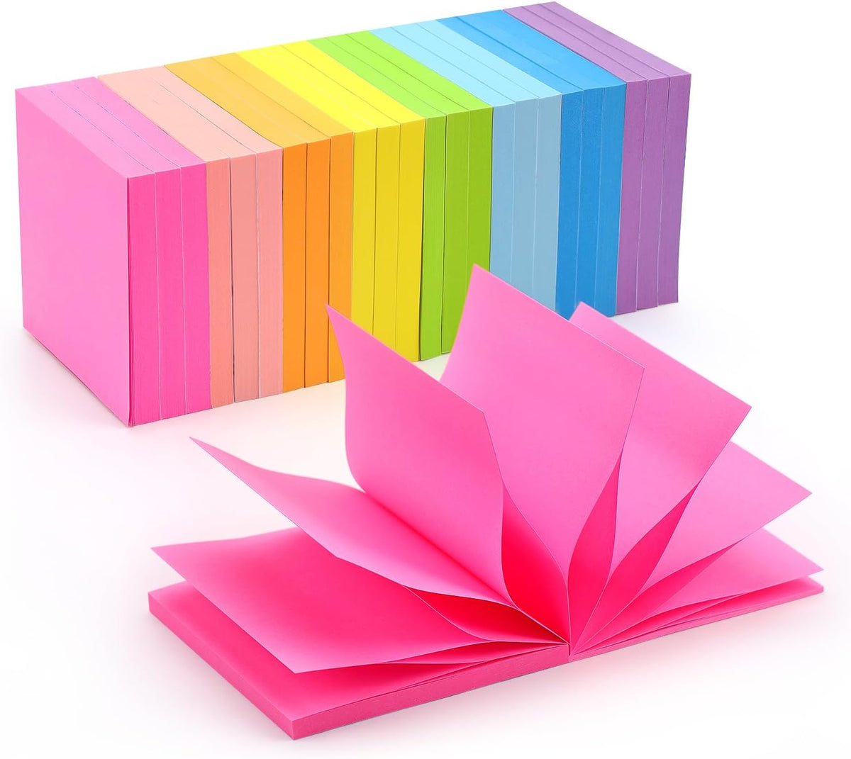 24 Pads Pop Up Sticky Notes 3x3 Refills 8 Bright Colors, 1920 Sheets