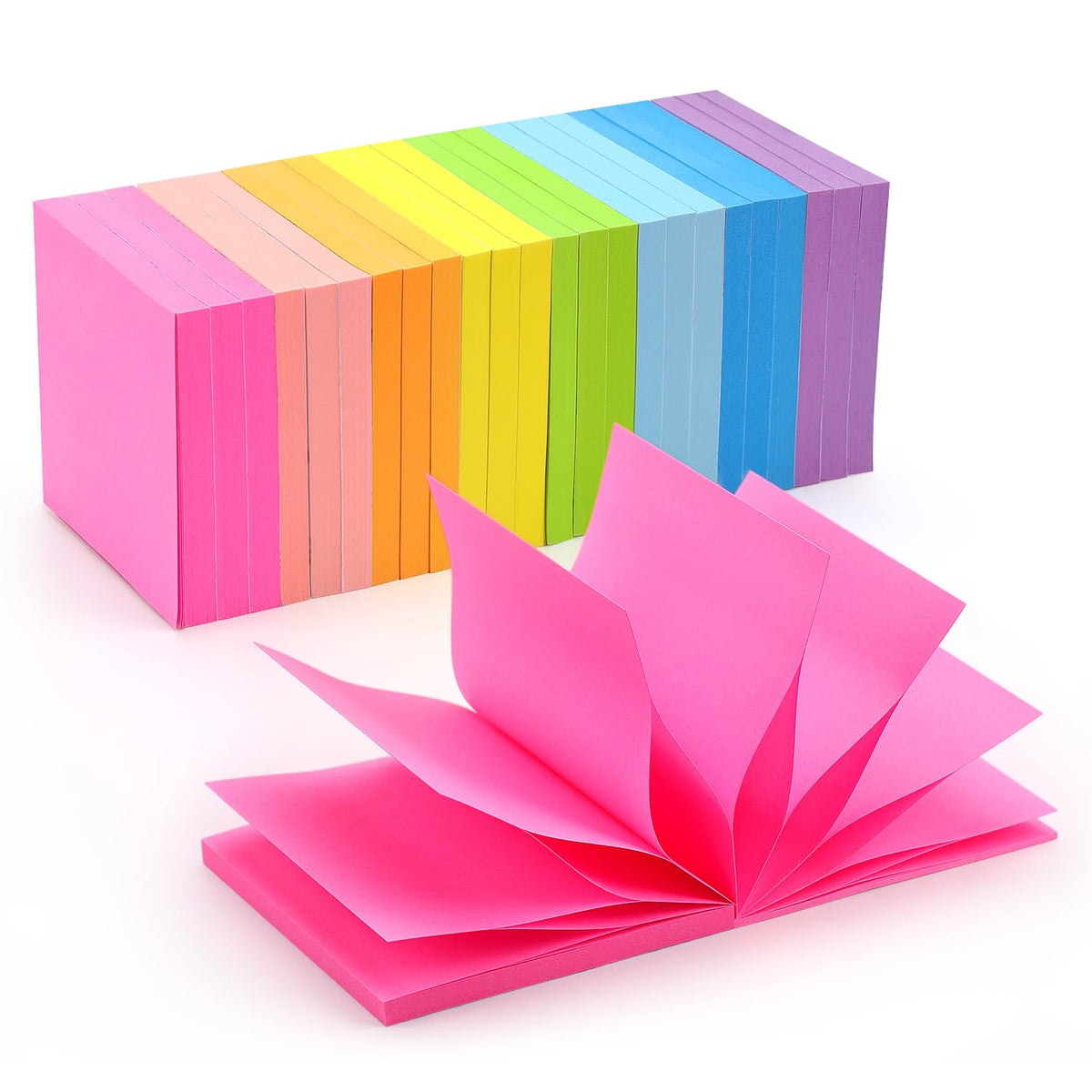 24 Pads Pop Up Sticky Notes 3x3 Refills 8 Bright Colors, 1920 Sheets