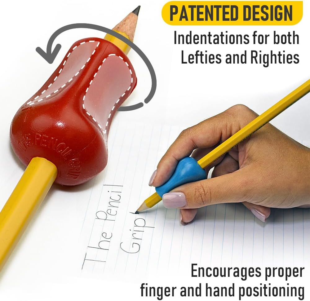 The Pencil Grip Original Pencil Grippers 6 Pcs, Improves Kids Handwriting, Ergonomic Pen Holder for Righties & Lefties, Ideal for Kids, Toddlers, Adults, Writing Tool with Finger Cushion