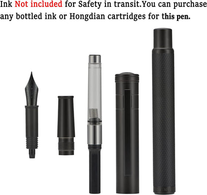 Asvine Black Forest Fountain Pen Fine Nib, Ink Cartridge Not Included, Classic Design with Converter and Metal Pen Case Set