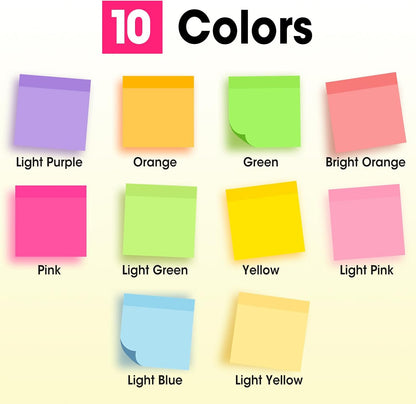 150 Pads Sticky Notes 3x3, Self-Stick Pads Bulk Bright Colors, School Supplies, Office Products, 50 Sheet/Pad