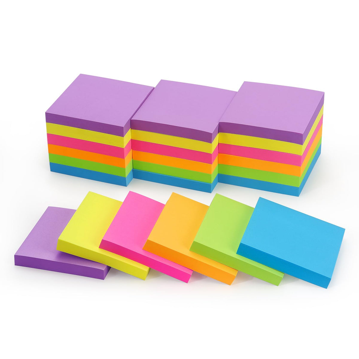 Sticky Notes 3x3 Inch, 6 Pack, Bright Colors, 100 Sheets/Pad, 600 Total