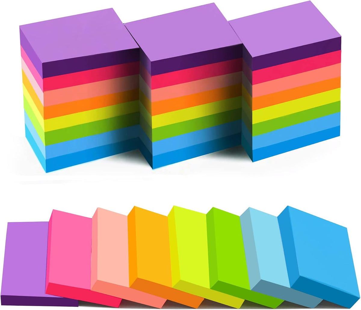 (24 Pads) Sticky Notes 1.5 x 2 in, 8 Colors Post Self Sticky Notes Pad Its