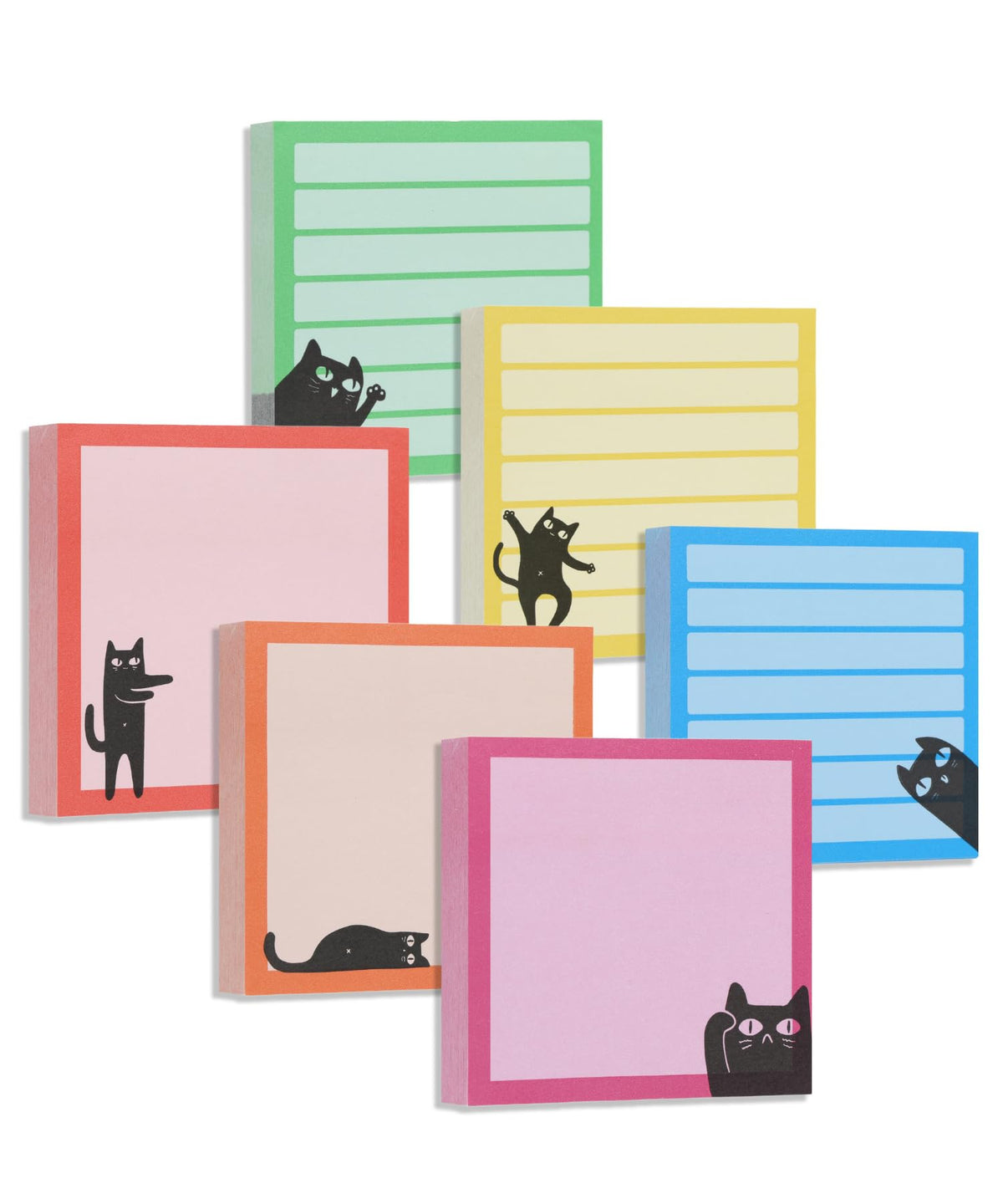 Mr. Pen- Black Cat Sticky Notes Set, 3" x 3", 6 Pads, 480 Sheets | Black Cat Sticky Notes, Memo Pads, Self-Stick Note Pad for Office, School, Home, Study & Organization