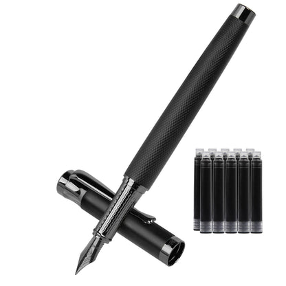 Luxury Fountain Pen Set,Ink Pen for Smooth Writing,Medium Nib,Includes 10 Ink Cartridges&Ink Converter,Best Pen Gift Case for Men & Women,fancy,Journaling,Executive Office pen-Black