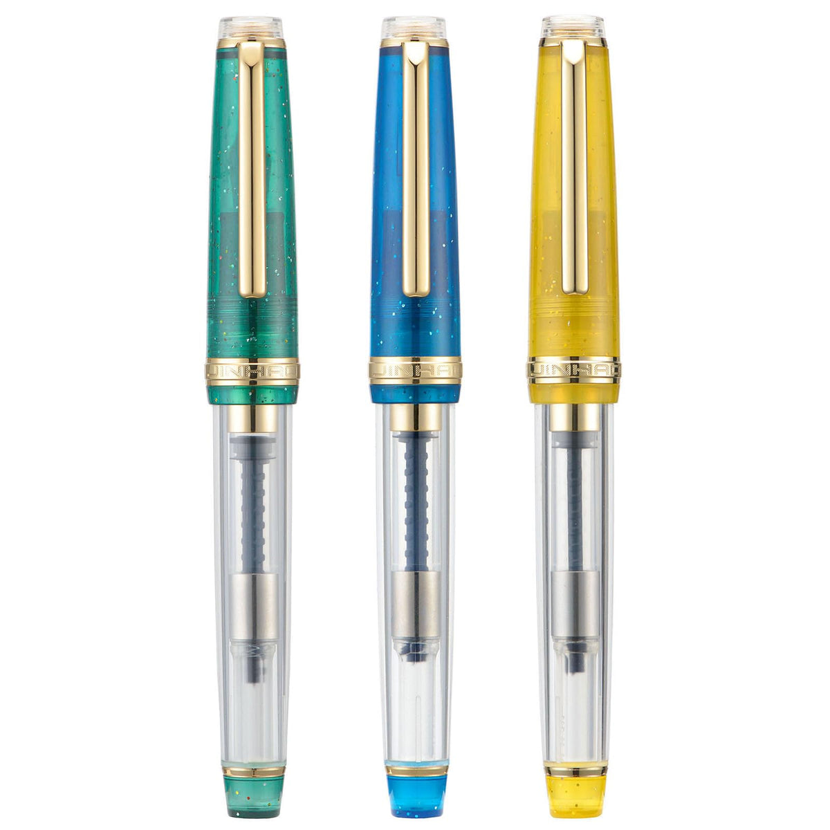3 Jinhao 82 Fountain Pen Transparent Mixed Morandi Color Acrylic Medium Point Gold Trim with Converter Set