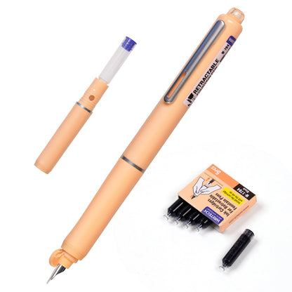 WRITECH Fountain Pen Fine Nib: Retractable Black Ink Pens Set Includes 5 Ink Cartridges Smooth Writing for Calligraphy Sketching Journaling Gift (Purple)