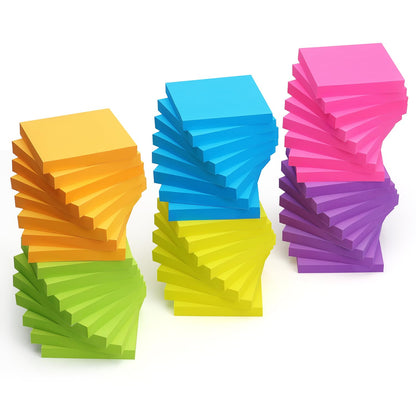 Sticky Notes 3x3 Inch, 6 Pack, Bright Colors, 100 Sheets/Pad, 600 Total