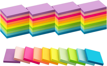 (50 Pads) Sticky Notes 1.5x2, 10 Colors Self Sticky Notes, Sticky Pads