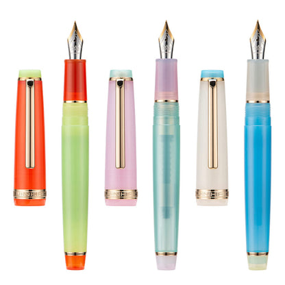 3 Jinhao 82 Fountain Pen Transparent Mixed Morandi Color Acrylic Medium Point Gold Trim with Converter Set