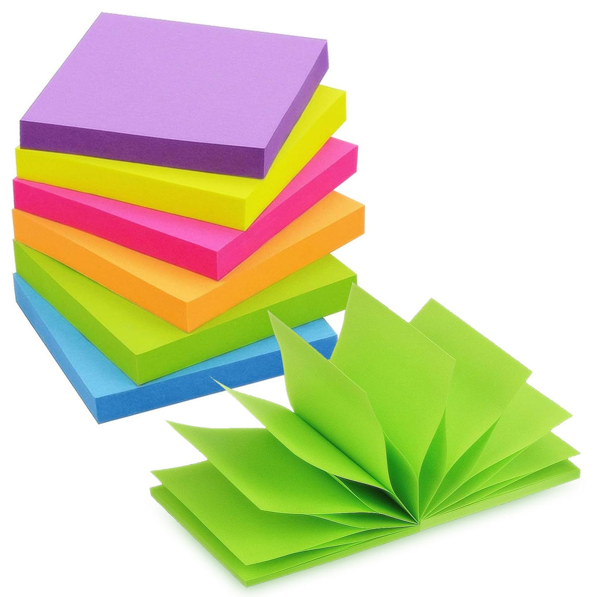 Pop-up Sticky Notes, 3x3 in, 24 Pads, 70 Sheets/Pad, Fluorescent Colors