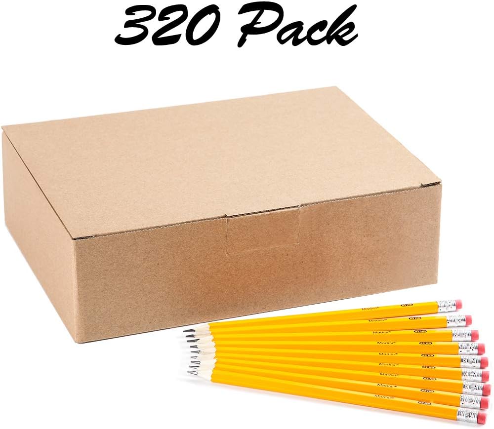 Madisi Wood-Cased #2 HB Pencils Bulk, 320 Count, Pre-sharpened