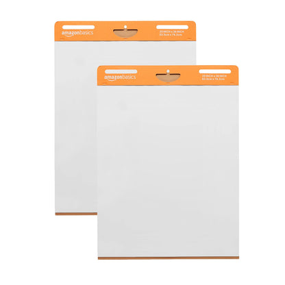 Amazon Basics Sticky Easel Pads for Presentations, Whiteboard-Compatible, 25 x 30 Inch, Rectangular, White, 4-Pack