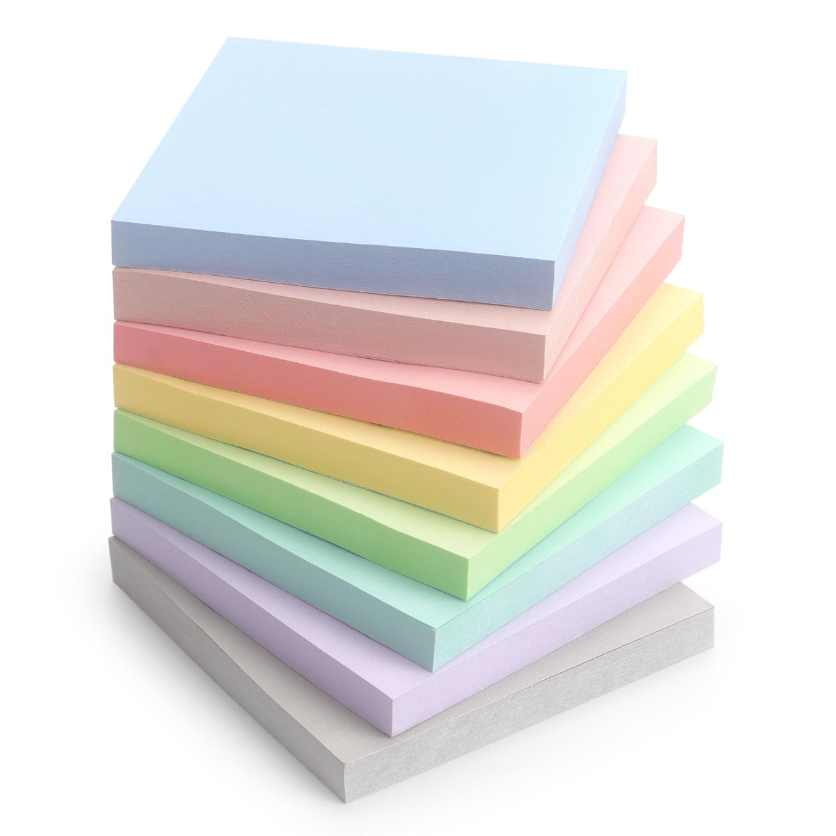 Sticky Notes 3x3 Inch, 8 Pads, Light Colors Self-Adhesive, 80 Sheets/Pad