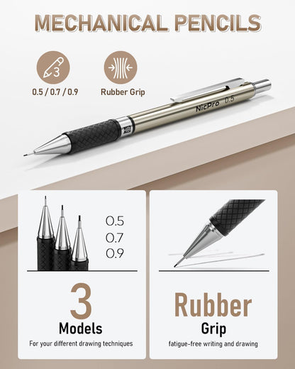 Nicpro Mechanical Pencil Set, 35PCS Art Mechanical Pencils 0.5/0.7/0.9/2mm