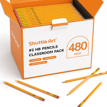 Shuttle Art Wood-Cased #2 HB Pencils, 1000 Pack Sharpened Yellow Pencils with Erasers, Bulk Pack Graphite Pencils for School and Teacher Supplies, Writing, Drawing and Sketching
