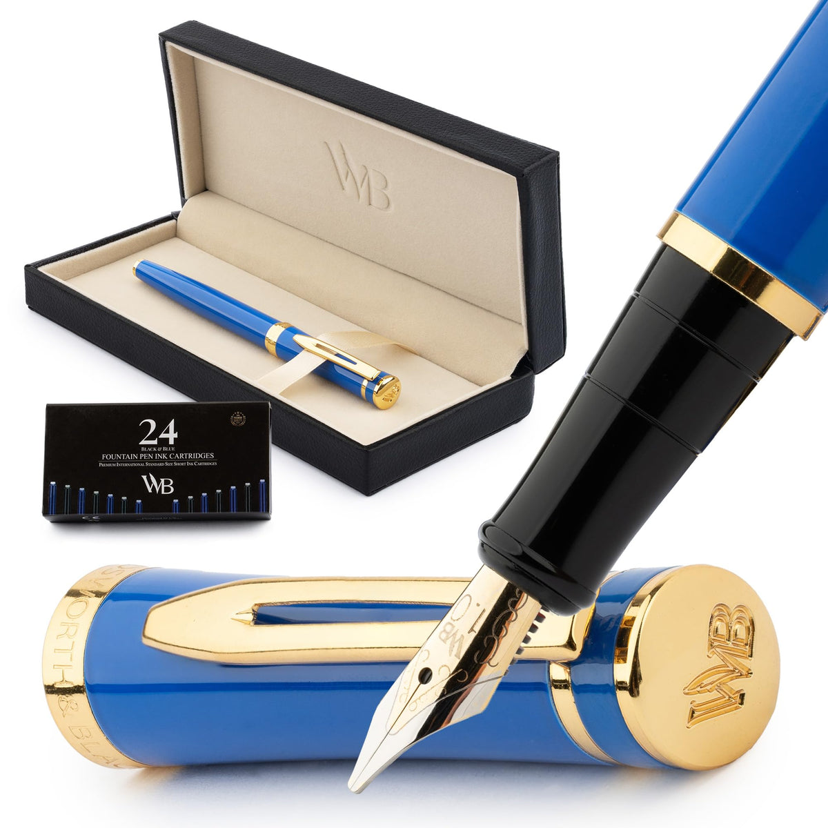 Wordsworth & Black Luxury Fountain Pen Set for Writing, Medium Nib, Black