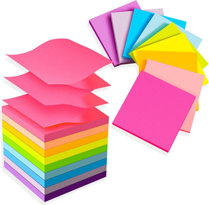 (18 Pads) Pop Up Sticky Notes 3x3in with 9 Bright Colors for Office, School