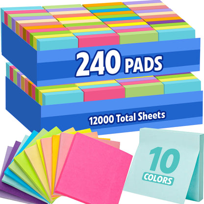 120 Pads Sticky Notes 3x3, Self-Stick Pads Bulk Bright Colors, School Supplies, Office Products, 50 Sheet/Pad