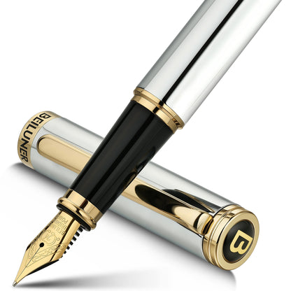 BEILUNER Blue Fountain Pen,Stunning Luxury Pens with 24K Gold Finish, Gorgeous 24K Gilded Nib(Fine), Trustworthy Pen Gift for Men&Women -Ink Converter-Elegant, Graduation,Nice Pen for Writing