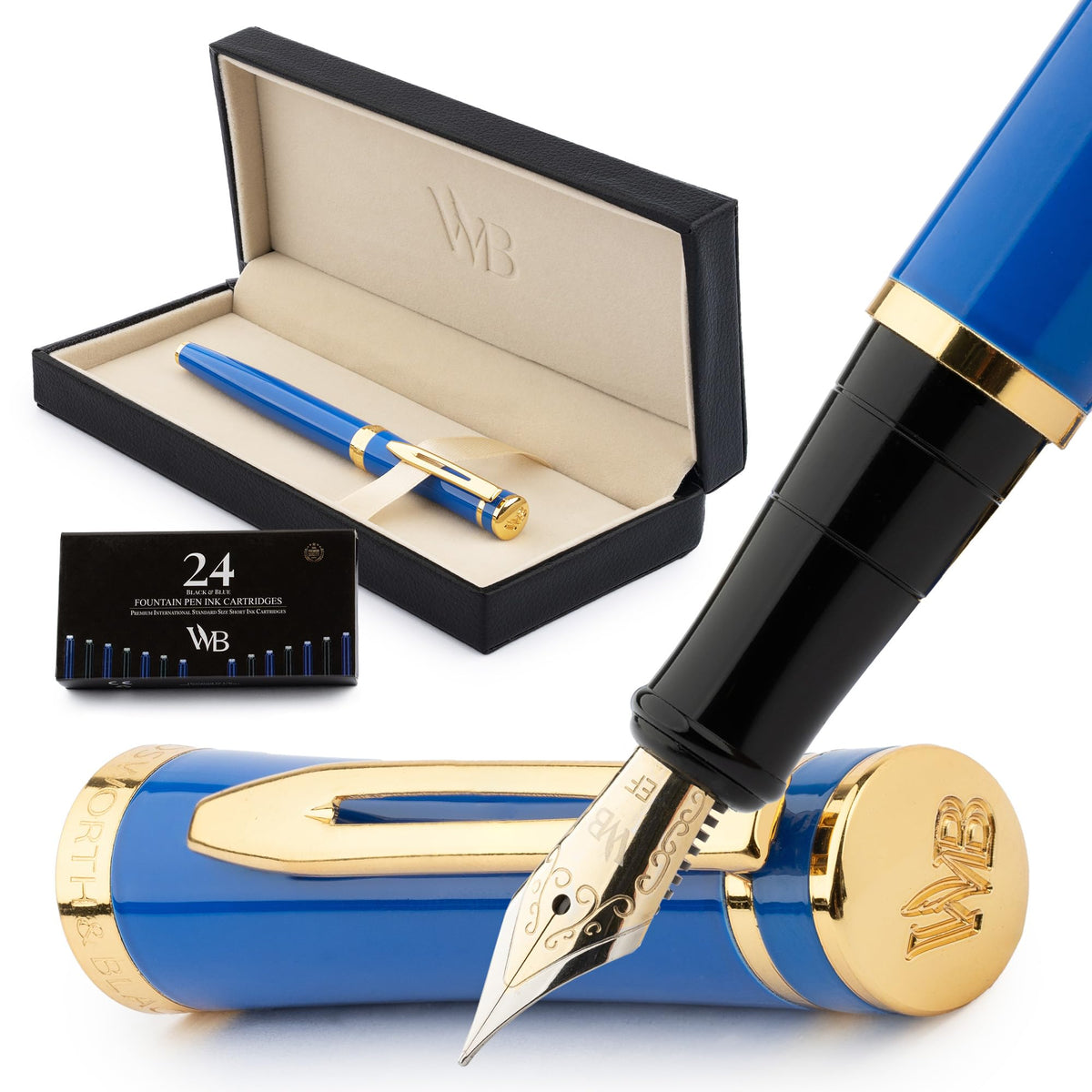 Wordsworth & Black Luxury Fountain Pen Set for Writing, Medium Nib, Black