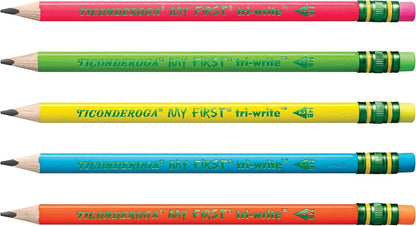 Ticonderoga My First Tri-Write Wood-Cased Pencils, Pre-Sharpened