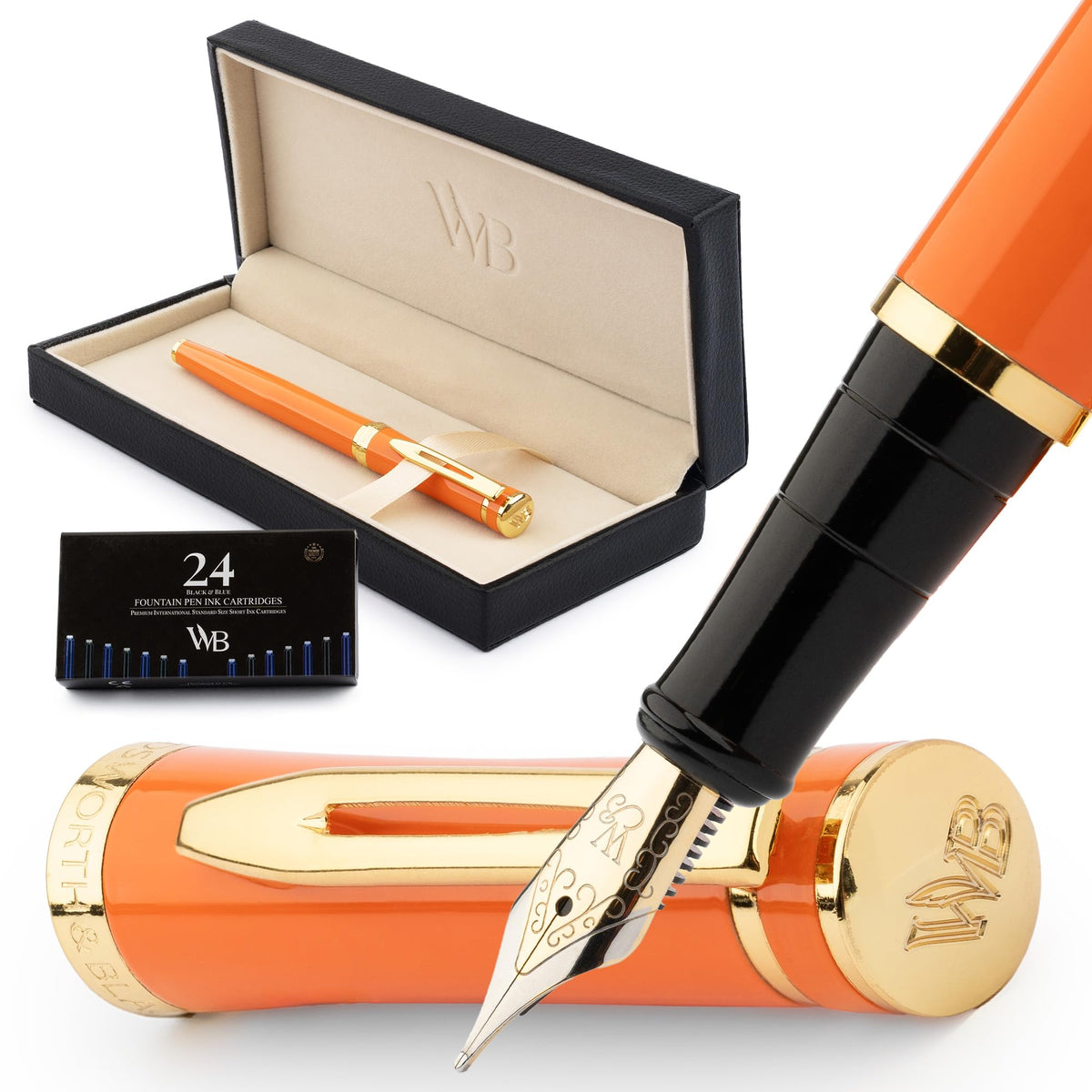 Wordsworth & Black Luxury Fountain Pen Set for Writing, Medium Nib, Black
