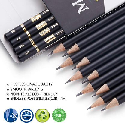 MARKART Drawing Sketching Pencils Set, 14 Pieces, Graphite Pencil(12B - 4H)