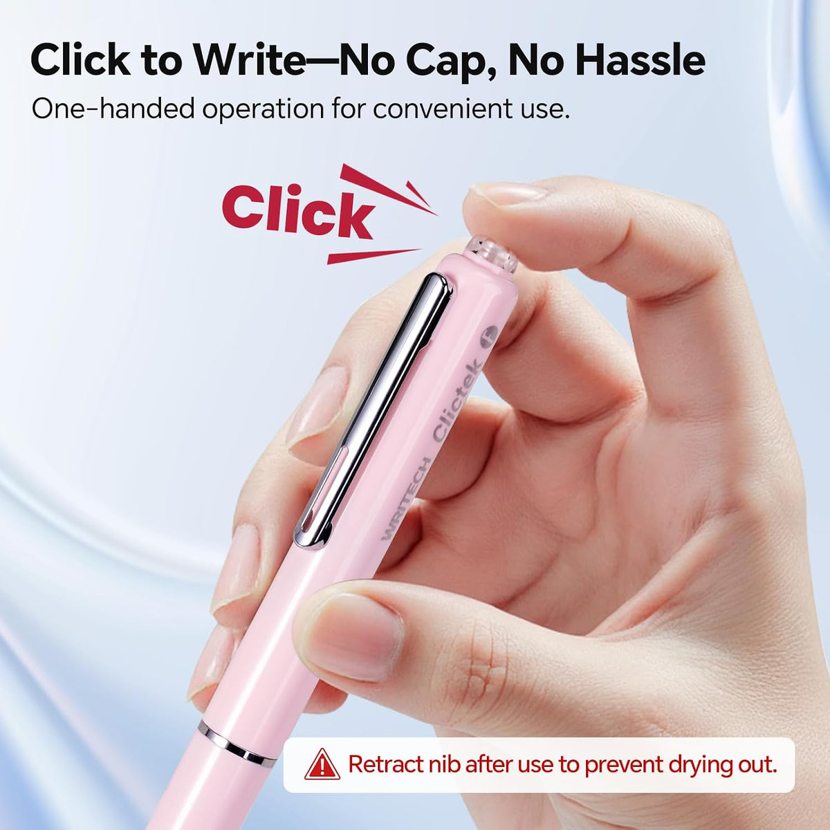 WRITECH Fountain Pen Fine Point: Clictek Retractable Black Ink Cartridges