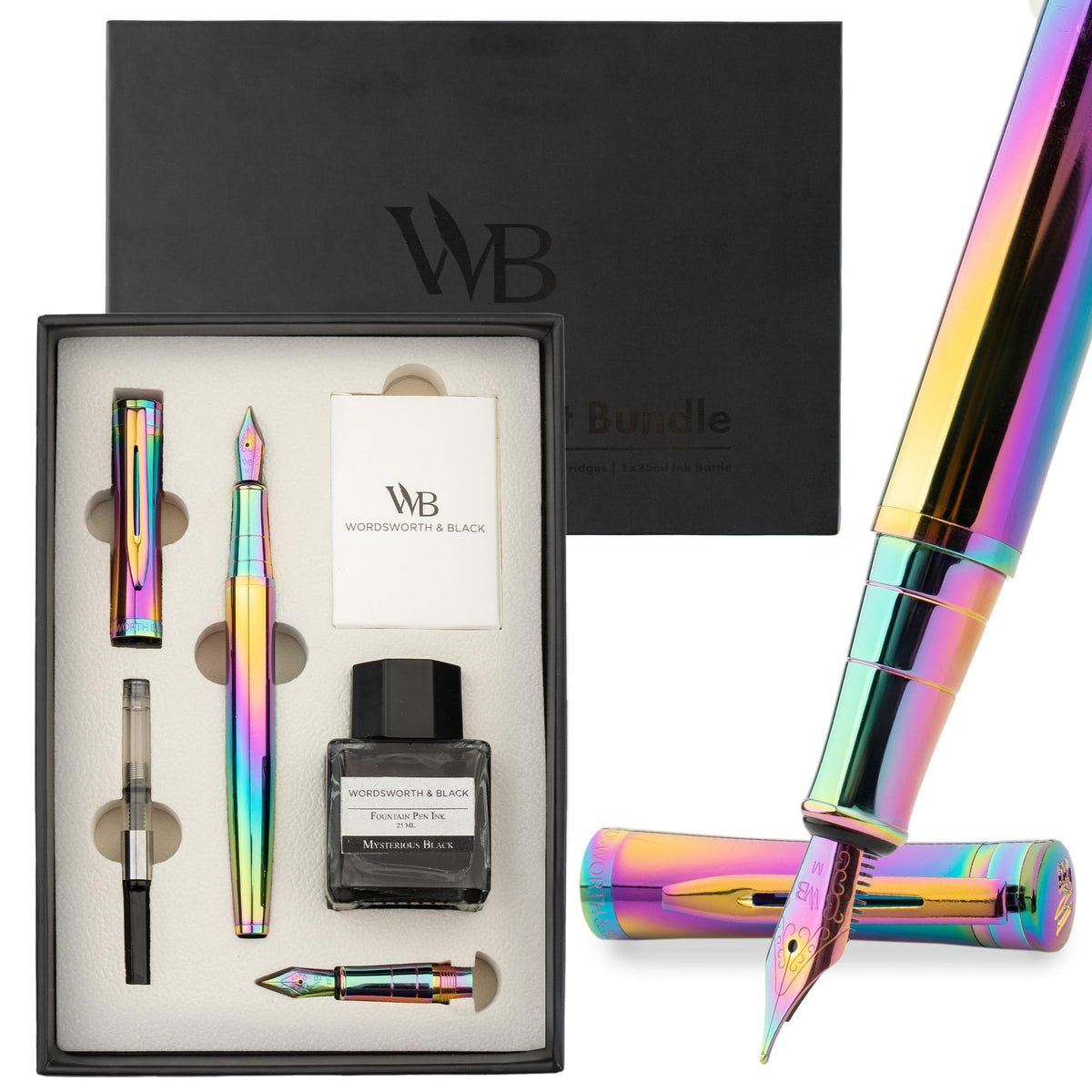 Wordsworth & Black Fountain Pen Gift Set, Medium & Extra Fine Nib, Black