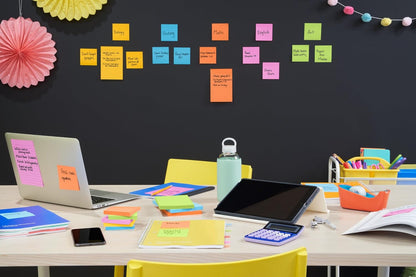 Post-it Super Sticky Notes, 4 x 4 in, Neon Fizz, 6 Lined Pads