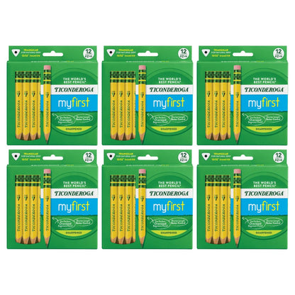 Ticonderoga My First Short Triangular Wood-Cased Pencils, #2 HB Soft