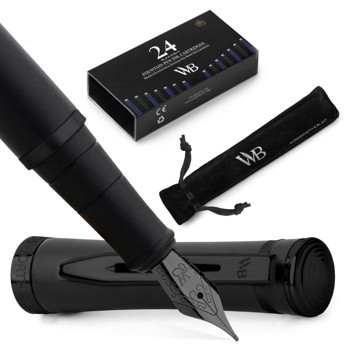 Wordsworth & Black Fountain Pen Set for Writing, Extra Fine Nib,Silver